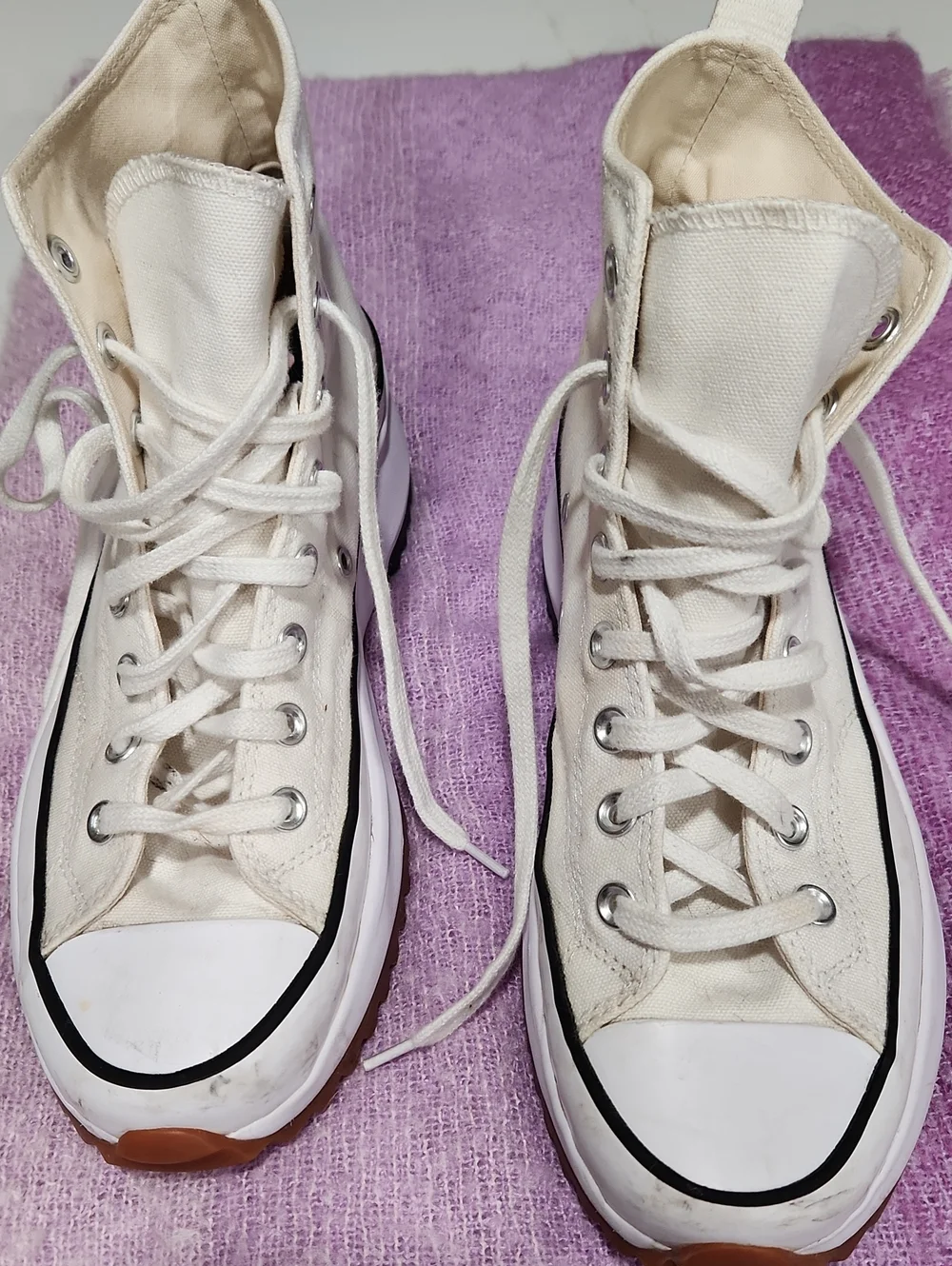 Canvas High-Top Athletic Sneakers in Off-White